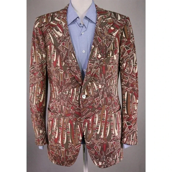 Emilio Pucci x Ermenegildo Zegna Vintage Wild Pattern MCM Blazer Jacket 42R - Picture 2 of 9